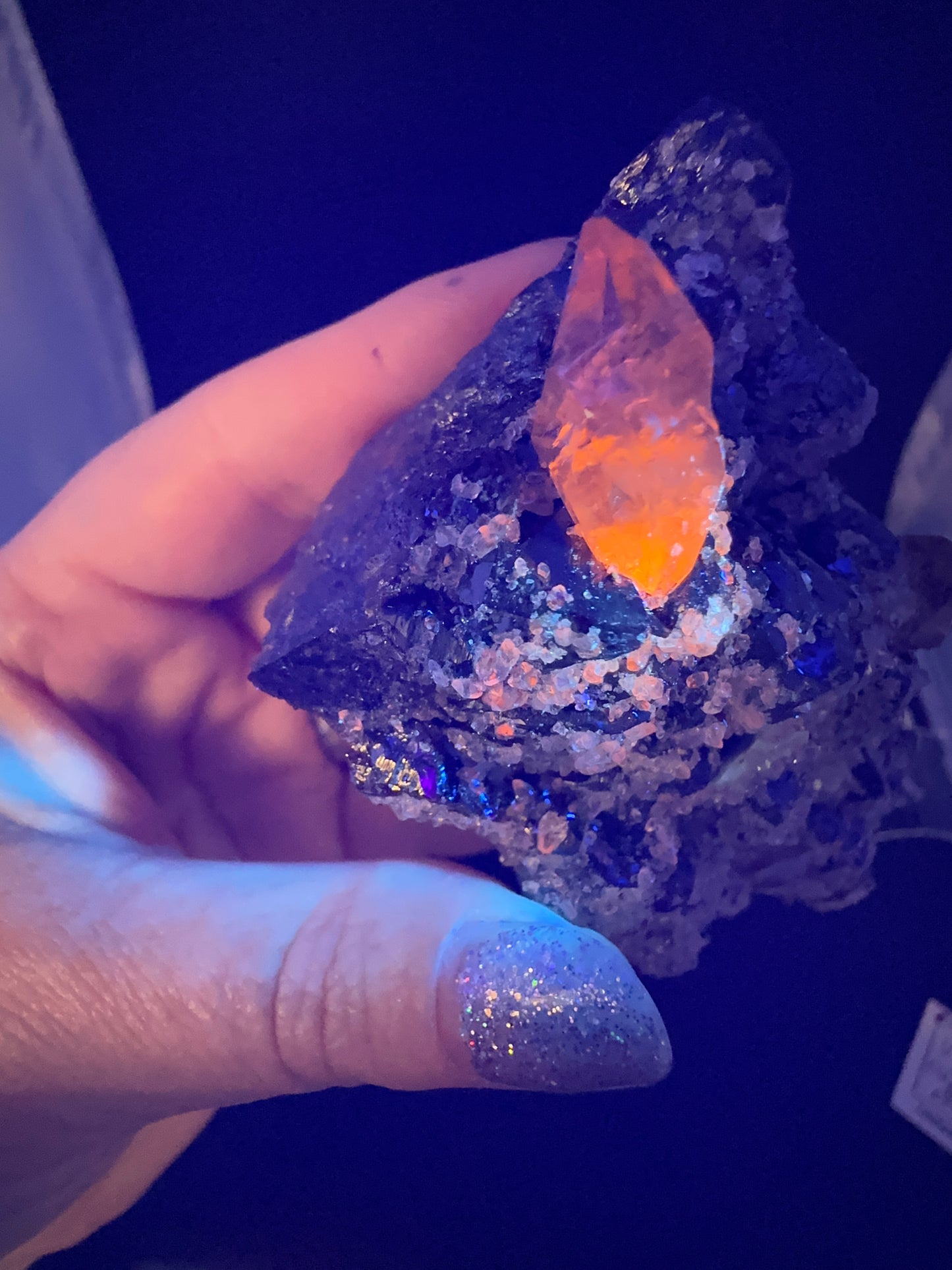 Calcite, Sphalerite, from the Cumberland Mine (Tennessee). Xcellent UV