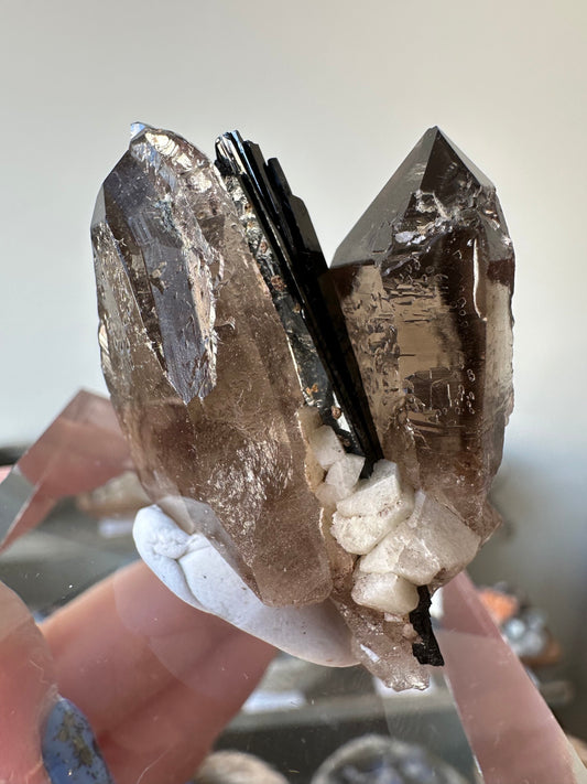 Smoky Quartz, Aegerine, Feldspar. Malawi.