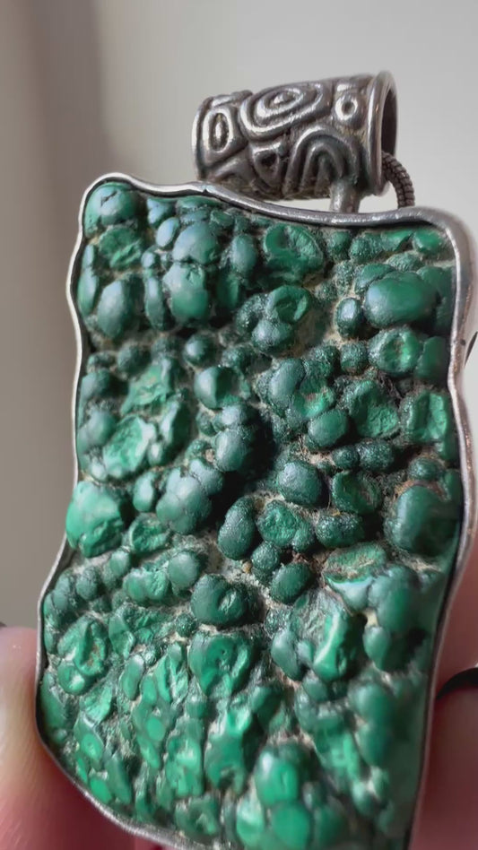 Vintage Malachite in Silver pendant