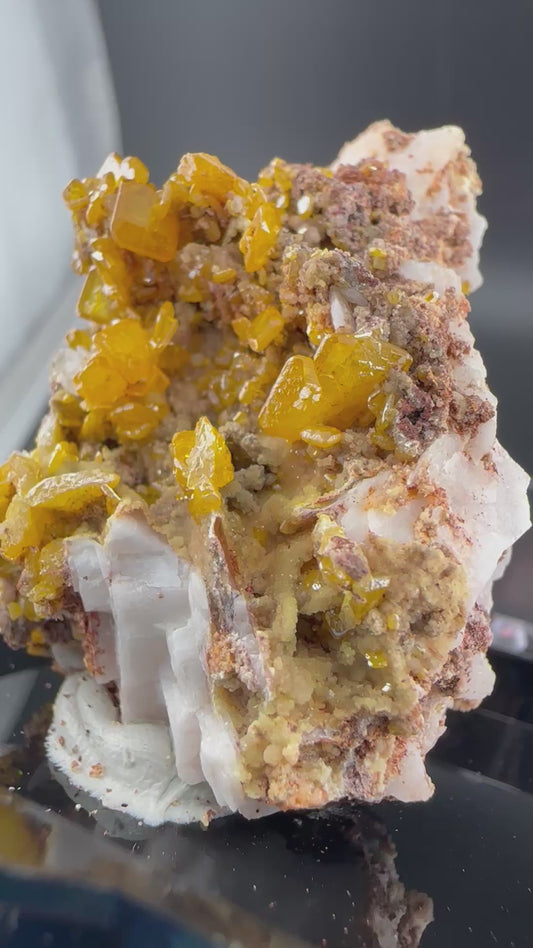 Wulfenite, Botryoidal Mimetite; La Morita Mine, Mexico