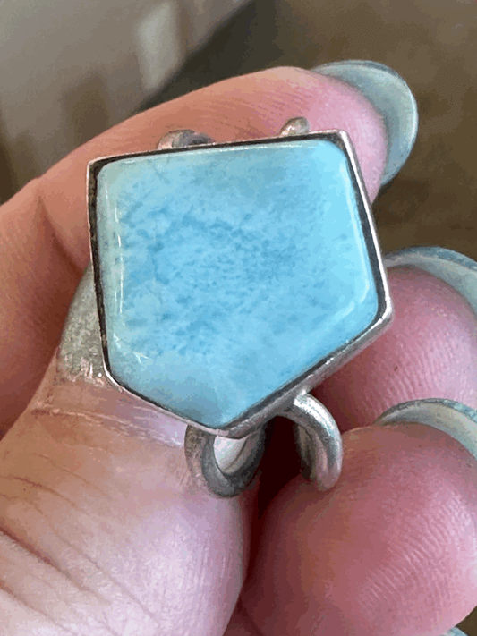 Larimar set in Silver ring sz. 9.5